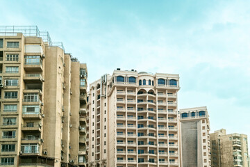 Naklejka premium Residential buildings on the Mediterranean sea in Alexandria, Egypt