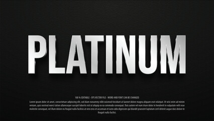 Platinum 3d style editable text effect