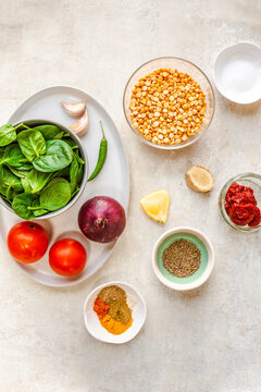 Ingredients for split peas dal indian cuisine