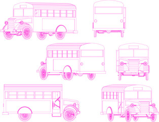Vector sketch of classic vintage delivery boy old school bus car design illustration