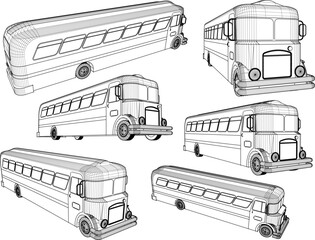 Vector sketch of long bus transportation car design illustration for transporting passengers