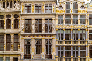 Historic decorated houses at the Grand Place market square in Brussels, Belgium
