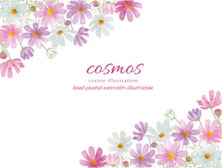 水彩手書きのコスモスの花畑 © fuufuu