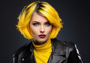 a woman with yellow hair