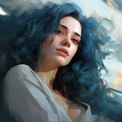 Fototapeta premium a woman with long hair