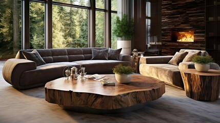 Fototapeta premium Premium Wood Modern Living Room Interior