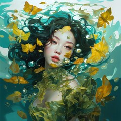 a person with flowers in the hair