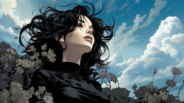 a person with long hair