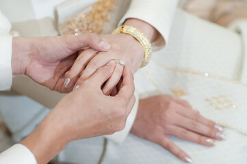 Asian Buddhist wedding atmosphere and decoration