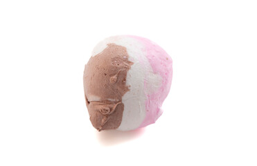 Fototapeta premium Dehydrated Freeze Dried Neapolitan Three Flavored Saltwater Taffy Isolated on White Background