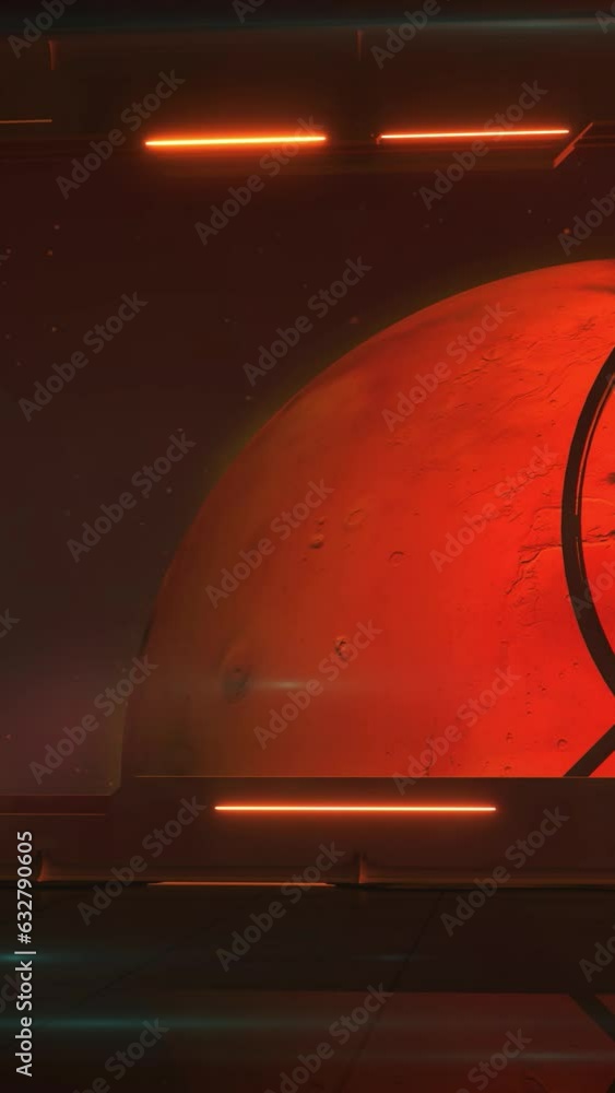 Poster the control room of a spacecraft in mars orbit, 3d render.