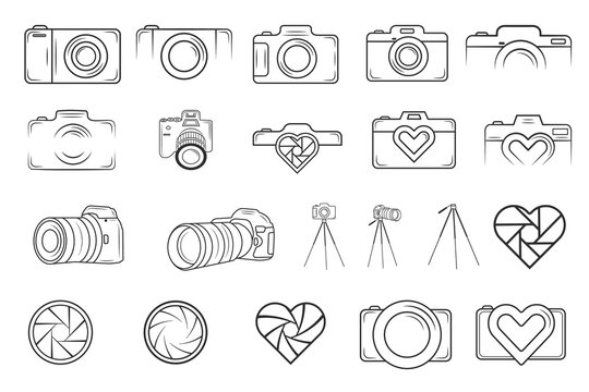 Camera Outline Vector Bundle, Photography outline Bundle, Camera Icon, Camera Vector, Photography Icon, World Photography Bundle, World Photography Day, Photography Logo, Photography vector, Love