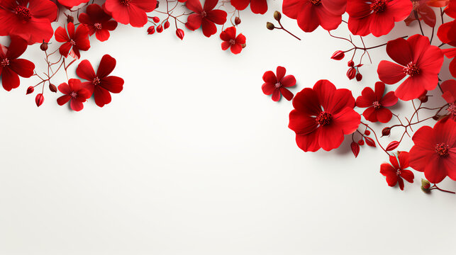 Red Flowers on White