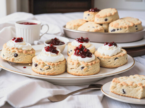 scones on a plate with jems