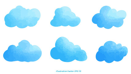 Clouds watercolor hand drawn isolated on white background illustration vector EPS 10