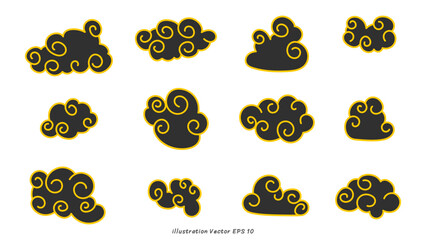 Clouds hand drawn isolated on background illustration vector EPS 10