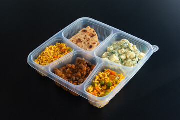 Indian food in display for the photo shoot in Tokyo, Japan. Nowadays in 2023, people rely on the food delivery service