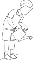 Fototapeta premium Continuous one line drawing of farmers or agricultural workers concept. Doodle vector illustration.