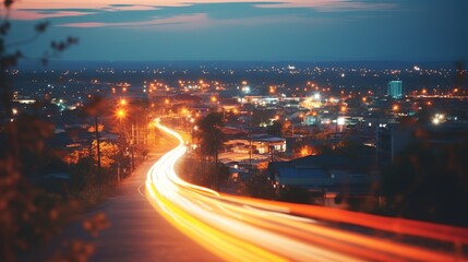 Blurred Lights From Peak Roi Et Tower Thailand
