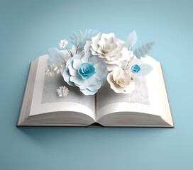 3D Open book with flowers 20oz Skinny Tumbler Wrap