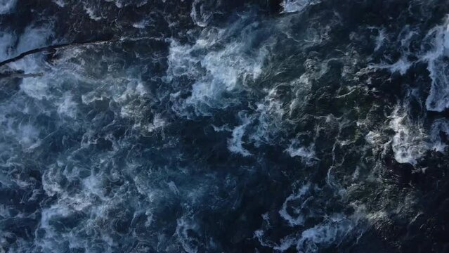 Descending Over Petrohu&eacute; Waterfalls At Puerto Varas In Los Lagos, Southern Chile. Aerial Drone Shot
