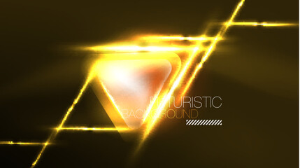 Techno neon triangles with light effects in the dark