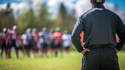 Fototapeta premium coach watching a team during a practice generative ai