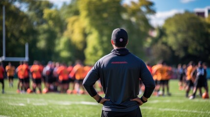Fototapeta premium coach watching a team during a practice generative ai