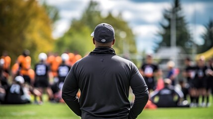 Fototapeta premium coach watching a team during a practice generative ai