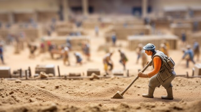 archaeologist carefully excavating a historical site, generative ai