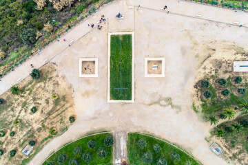 Top view of a park by Sanctuary of Christ the King, Cruz Alta, Lisbon, Portugal