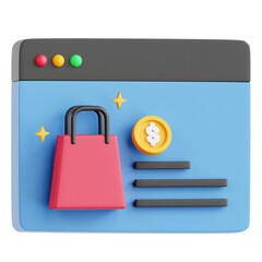 3D illustration of buying products online with a shopping cart