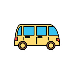 cute outline colored transportation icon 