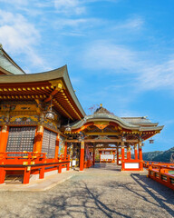 Fototapeta premium Saga, Japan - Nov 28 2022: Yutoku Inari shrine in Kashima City, Saga Prefecture. It's one of Japan's top three shrines dedicated to Inari alongside Fushimi Inari in Kyoto and Toyokawa Inari in Aichi