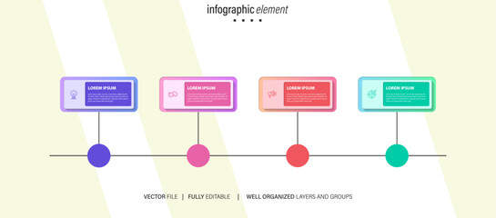 Steps business data visualization timeline process infographic template design with icons
