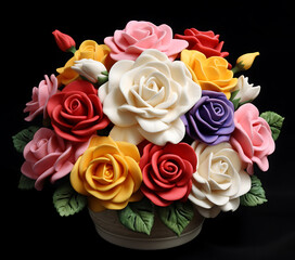 3D Rose Flower Bouquet 20oz Skinny Tumbler Wrap