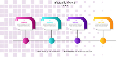 Steps business data visualization timeline process infographic template design with icons