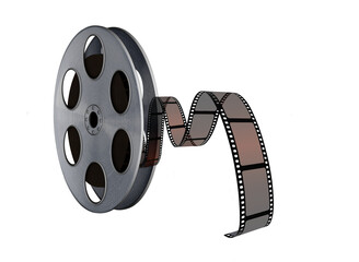 Film reel and strip movie as cinema production concept