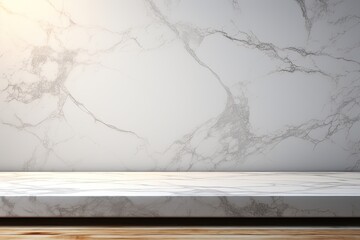 White marble pedestal with shadow on the wall