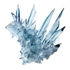 cascading glacier crystals frozen in an abstract futuristic 3d texture isolated on a transparent background, generative ai