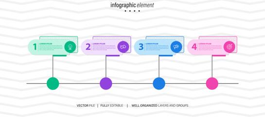 circular layout diagram with 4 list of steps, circular layout diagram infographic element template