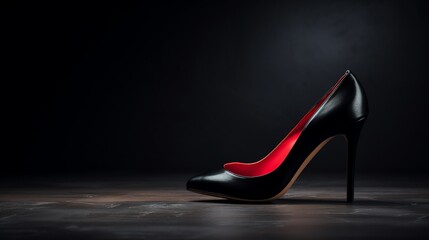High heels with dark background for text copy space