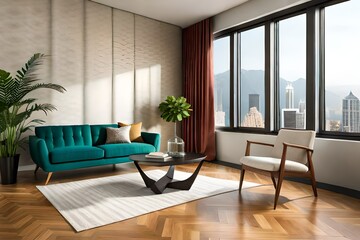    modern interior  living room with sofa 