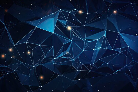 Abstract technology background with polygonal shapes and lines polygonal space low poly dark background with connecting dots and lines. Connection structure. illustration © ffunn