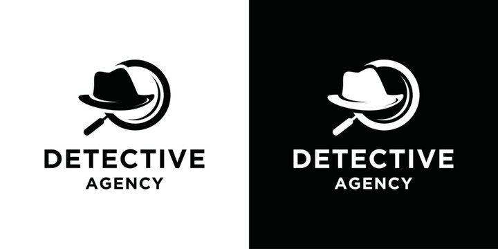 detective logo design template modern simple detective icon and magnifying glass, search