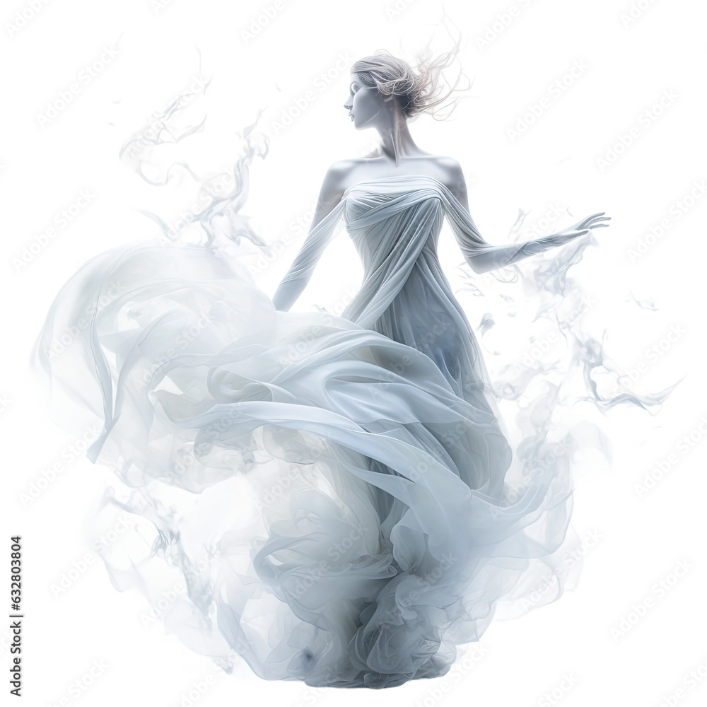 Wall mural ethereal fairy mist frozen in an abstract futuristic 3d texture isolated on a transparent background