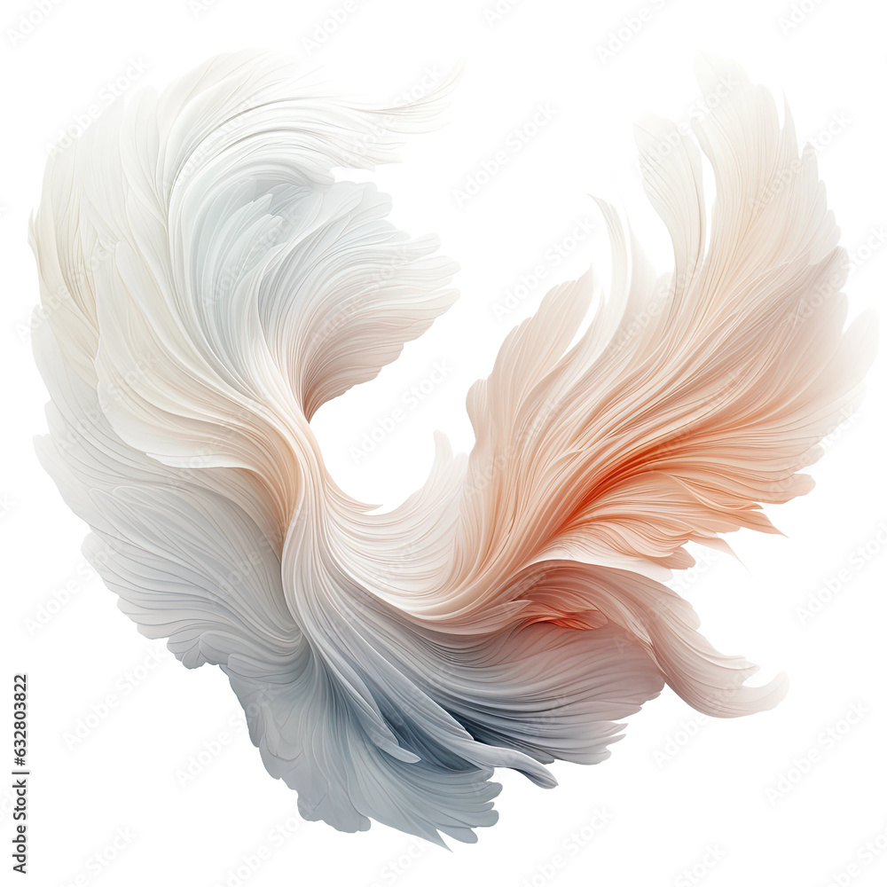 Sticker ethereal phoenix plumes frozen in an abstract futuristic 3d texture isolated on a transparent backgr