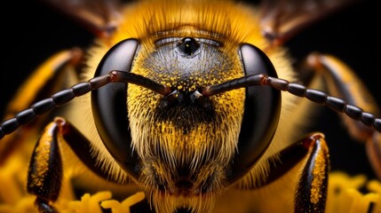 Honey Bee Closeup Macrophoto, headshot