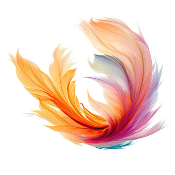 ethereal phoenix plumes frozen in an abstract futuristic 3d texture isolated on a transparent background, generative ai