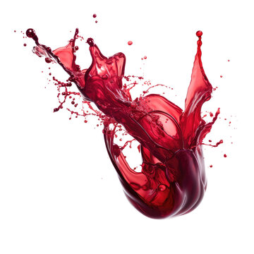 flowing velvet red wine frozen in an abstract futuristic 3d texture isolated on a transparent background, generative ai
